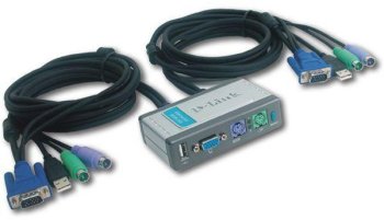 KVM Switch D-LINK DKVM-2KU (2vie) controlla 2 PC ( PS2+VGA+USB Switch ) con Tastiera + Mouse + Monitor.