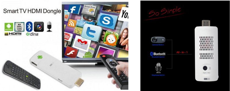 SMART TV HDMI Dongle CPU Dual Core + WebCam + Microfono - WiFi